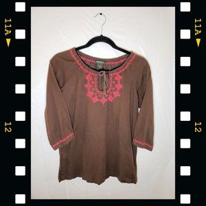 Brown and Pink Eddie Bauer Blouse
